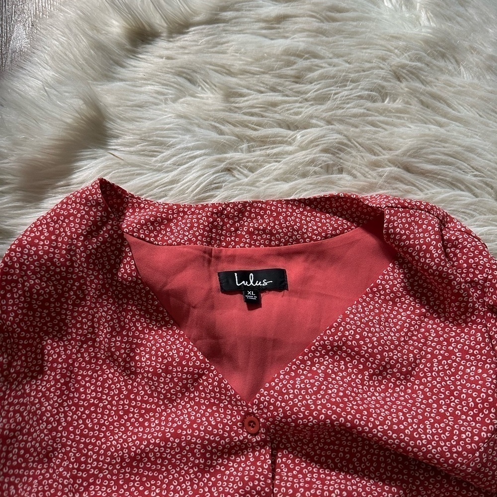 Lulu’s Castana Rust Red Print Button Up Dress - image 2